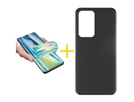 Pack 1 Película + Funda SKYHE por Oppo A94 5G Silicona Liso Negro