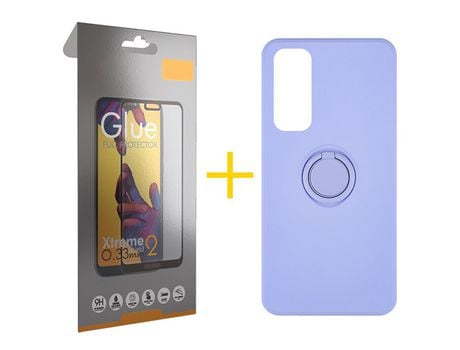 Pack 1 Película Full + Funda SKYHE por Huawei P Smart 2021 Gel O-Ring Morado