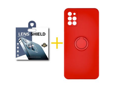 Pack 1 Película de Cámara trasera + Funda SKYHE por Samsung Galaxy A31 Gel O-Ring Rojo