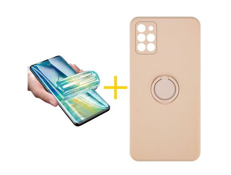 Pack 1 X Protector de Vidrio Templado Hidrogel + Funda ACCETEL para Samsung Galaxy A31 Gel O-Ring Morado