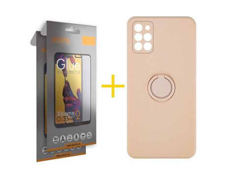 Pack 2 X Protector de Vidrio Templado Full + Funda ACCETEL para Samsung Galaxy A31 Gel O-Ring Morado