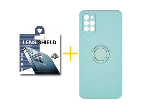 Pack 1 Película de Cámara trasera + Funda SKYHE por Samsung Galaxy A31 Gel O-Ring Verde-Auga