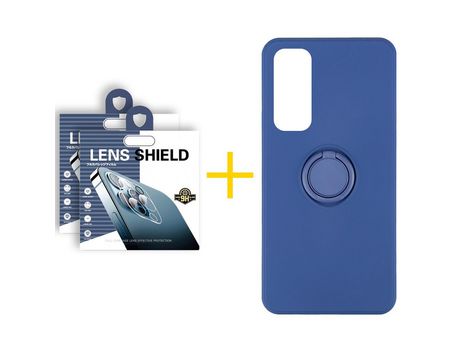 Pack 2 Películas de Cámara trasera + Funda SKYHE por Huawei P Smart 2021 Gel O-Ring Azul