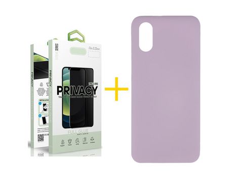 Pack 1 Película Antiespia + Funda SKYHE por Huawei Y5 2019 Silicona Líquida Morado