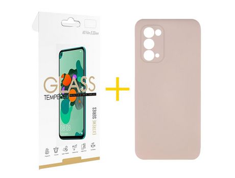 Pack 1 Película 2.5D + Funda SKYHE por Oppo A74 5G Silicona Líquida Rosa