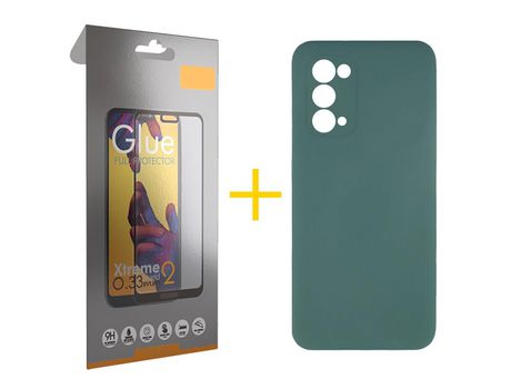 Pack 1 Película Full + Funda SKYHE por Oppo A54 5G Silicona Líquida Verde