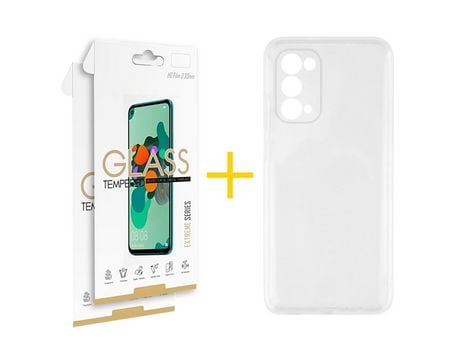 Pack 2 Películas 2.5D + Funda SKYHE por Oppo A74 5G Silicona Líquida Incoloro Clear