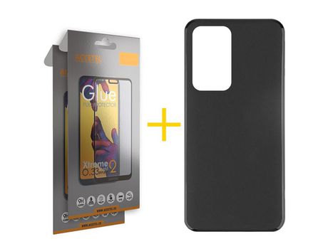 Pack 2x Película de Vidrio templado Full + Funda ACCETEL Xiaomi 12 Lite Silicone LisoPreto