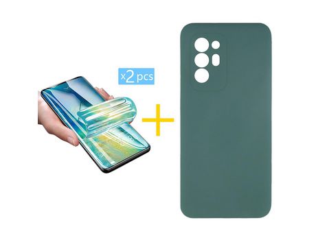 Pack 2 Películas + Funda SKYHE por Oppo A94 5G Silicona Líquida Verde