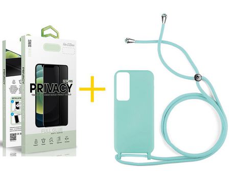 Pack 1 Película Antiespia + Funda SKYHE por Huawei P Smart 2021 Gel con Cordón Agua Verde