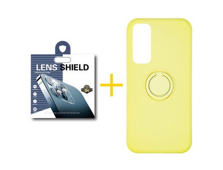 Pack 1 Película de Cámara trasera + Funda SKYHE por Huawei P Smart 2021 Gel O-Ring Amarillo