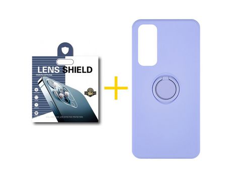 Pack 1 Película de Cámara trasera + Funda SKYHE por Huawei P Smart 2021 Gel O-Ring Morado