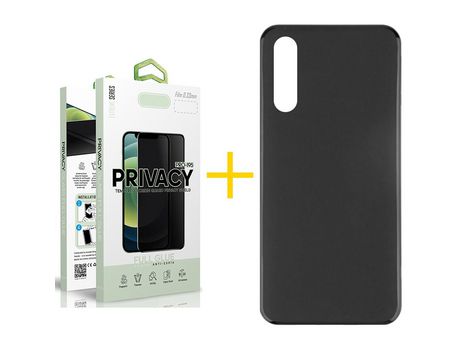 Pack 1 Película Antiespia + Funda SKYHE por Samsung Galaxy A70 Silicona Liso Negro