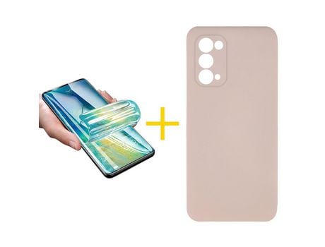 Pack 1 X Protector de Vidrio Templado Hidrogel + Funda ACCETEL para Oppo A74 5G Silicona Líquida Rosa
