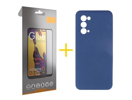 Pack 1 Película Full + Funda SKYHE por Oppo A74 5G Silicona Líquida Azul