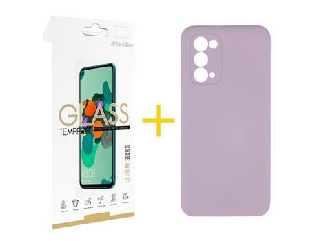 Pack 1 Película 2.5D + Funda SKYHE por Oppo A74 5G Silicona Líquida Morado