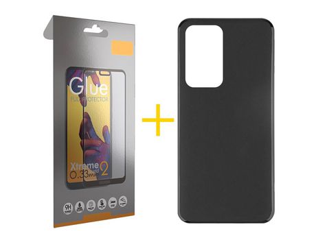 Pack 1 Película Full + Funda SKYHE por Oppo A94 5G Silicona Liso Negro