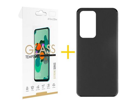 Pack 1 Película 2.5D + Funda SKYHE por Oppo A94 5G Silicona Liso Negro