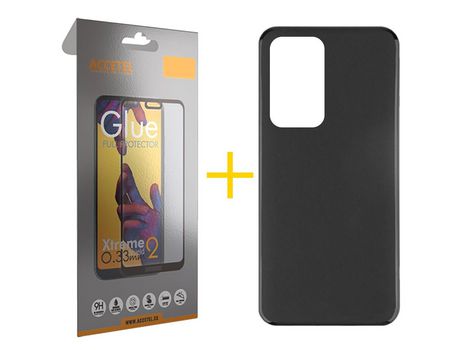 Pack 1x Película de Vidrio templado Full + Funda ACCETEL Xiaomi 12 Lite Silicone LisoPreto