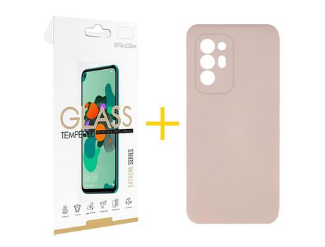 Pack 1 Película 2.5D + Funda SKYHE por Oppo A94 5G Silicona Líquida Rosa