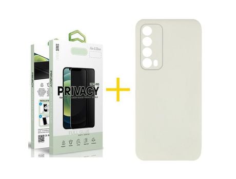 Pack 1 Película Antiespia + Funda SKYHE por Huawei P Smart 2021 Silicona Líquida Arena