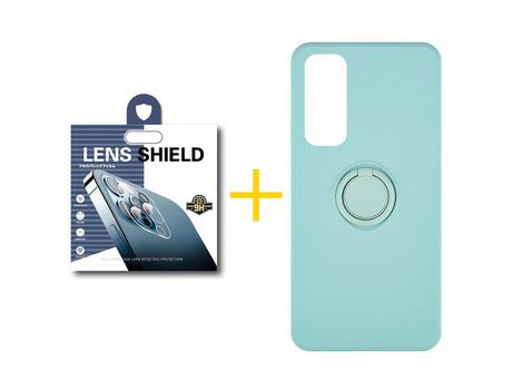 Pack 1 Película de Cámara trasera + Funda SKYHE por Huawei P Smart 2021 Gel O-Ring Verde-Auga