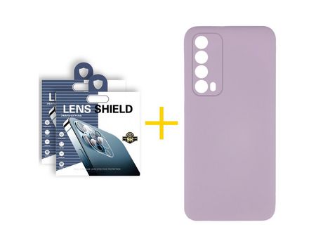 Pack 2 Películas de Cámara trasera + Funda SKYHE por Huawei P Smart 2021 Silicona Líquida Morado