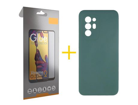 Pack 1 Película Full + Funda SKYHE por Oppo A94 5G Silicona Líquida Verde