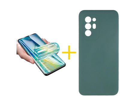 Pack 1 Película + Funda SKYHE por Oppo A94 5G Silicona Líquida Verde