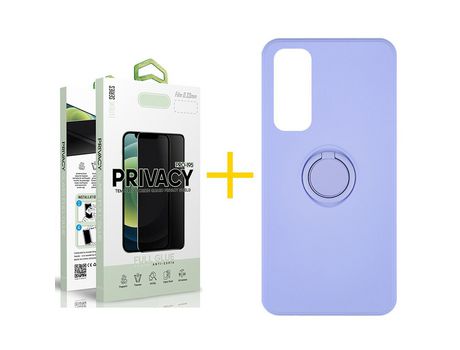 Pack 1 Película Antiespia + Funda SKYHE por Huawei P Smart 2021 Gel O-Ring Morado