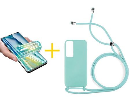 Pack 1 Película + Funda SKYHE por Huawei P Smart 2021 Gel con Cordón Agua Verde