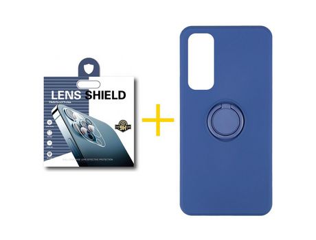 Pack 1 Película de Cámara trasera + Funda SKYHE por Huawei P Smart 2021 Gel O-Ring Azul