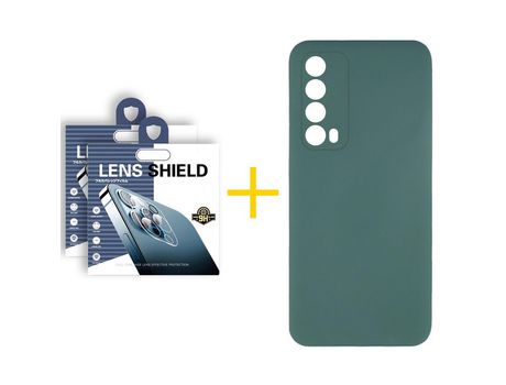 Pack 2 Películas de Cámara trasera + Funda SKYHE por Huawei P Smart 2021 Silicona Líquida Verde