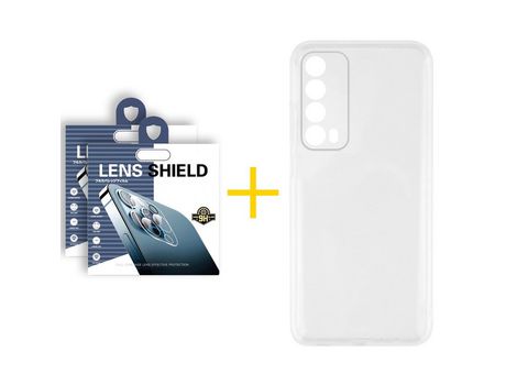 Pack 2 Películas de Cámara trasera + Funda SKYHE por Huawei P Smart 2021 Silicona Líquida Incoloro Clear