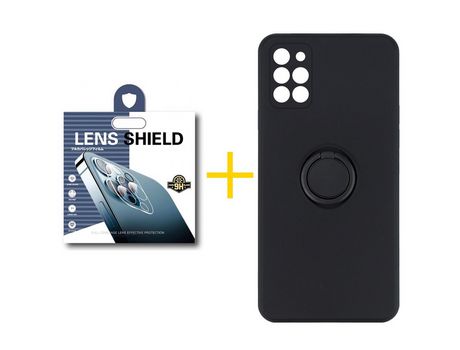 Pack 1 Película de Cámara trasera + Funda SKYHE por Samsung Galaxy A31 Gel O-Ring Negro