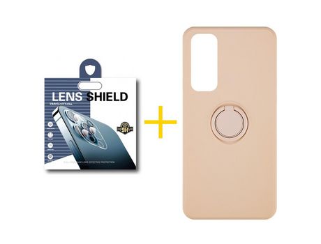 Pack 1 Película de Cámara trasera + Funda SKYHE por Huawei P Smart 2021 Gel O-Ring Rosa Pastel