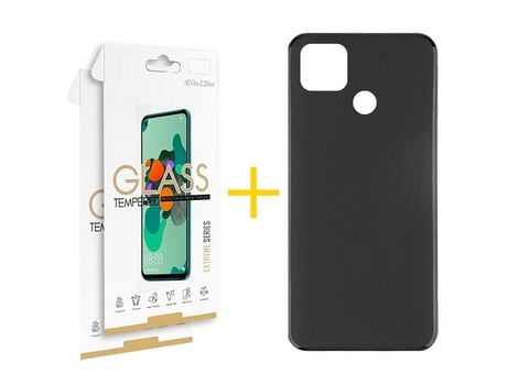 Pack 2 Películas 2.5D + Funda SKYHE por Xiaomi Redmi 9C NFC Silicona Liso Negro