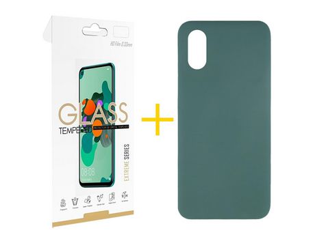 Pack 1 Película 2.5D + Funda SKYHE por Huawei Y5 2019 Silicona Líquida Verde
