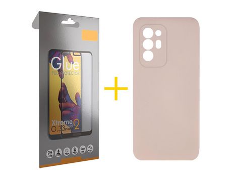 Pack 1 Película Full + Funda SKYHE por Oppo A94 5G Silicona Líquida Rosa