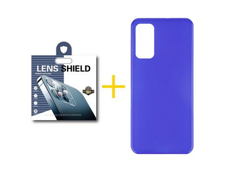 Pack 1 Película de Cámara trasera + Funda SKYHE por Huawei P Smart 2021 Silicona Liso Azul