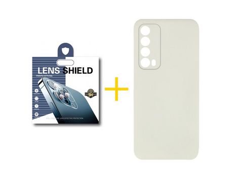 Pack 1 Película de Cámara trasera + Funda SKYHE por Huawei P Smart 2021 Silicona Líquida Arena