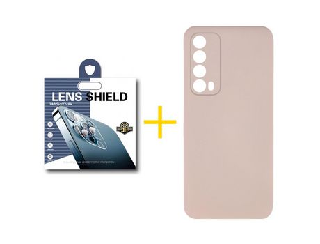 Pack 1 Película de Cámara trasera + Funda SKYHE por Huawei P Smart 2021 Silicona Líquida Rosa