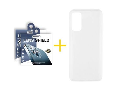 Pack 2 X Protector de Cámara trasera + Funda ACCETEL para Huawei P Smart 2021 Silicona Liso Transparente Clear
