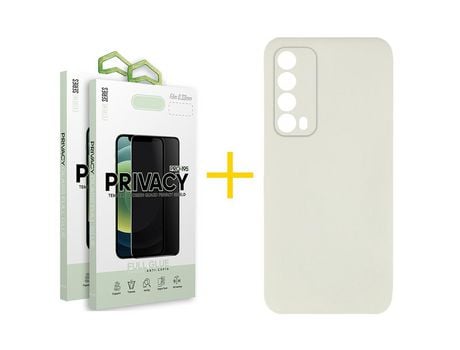 Pack 2 Películas Antiespia + Funda SKYHE por Huawei P Smart 2021 Silicona Líquida Arena