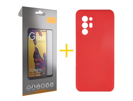 Pack 1 Película Full + Funda SKYHE por Oppo A94 5G Silicona Líquida Rojo