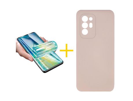 Pack 1 Película + Funda SKYHE por Oppo A94 5G Silicona Líquida Rosa