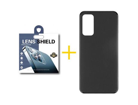 Pack 1 Película de Cámara trasera + Funda SKYHE por Huawei P Smart 2021 Silicona Liso Negro