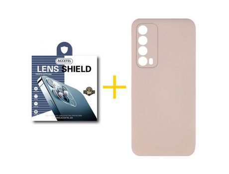 Pack 1 X Protector de Cámara trasera + Funda ACCETEL para Huawei P Smart 2021 Silicona Líquida Rosa