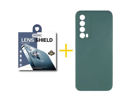 Pack 1 X Protector de Cámara trasera + Funda ACCETEL para Huawei P Smart 2021 Silicona Líquida Verde