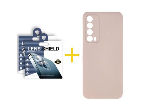 Pack 2 Películas de Cámara trasera + Funda SKYHE por Huawei P Smart 2021 Silicona Líquida Rosa